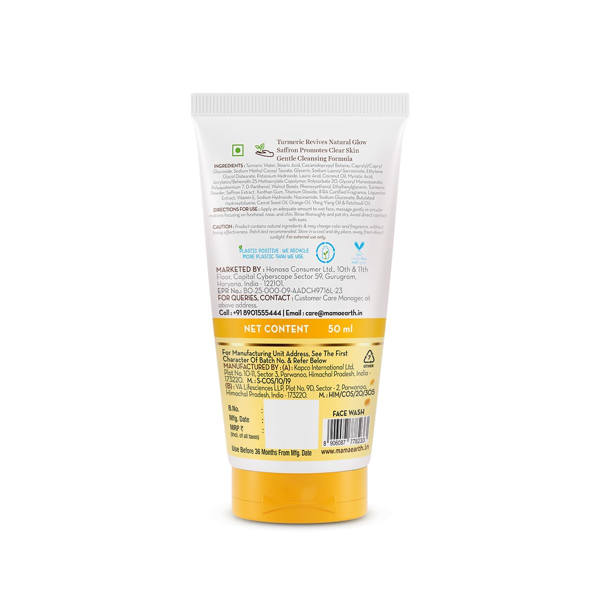 Mamaearth Ubtan Face Wash: Turmeric & Saffron, 50 ml