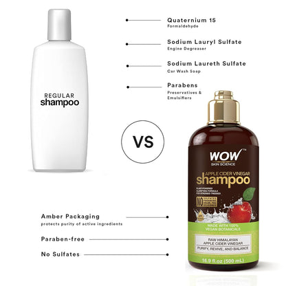 WOW Apple Cider Vinegar Shampoo: Pack of 2, 500 ml each