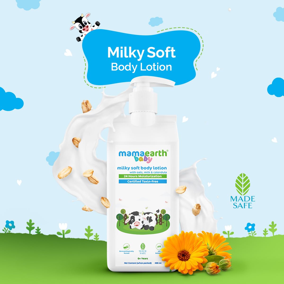 Mamaearth Milky Soft Body Lotion: Oats, Milk & Calendula, 400 ml