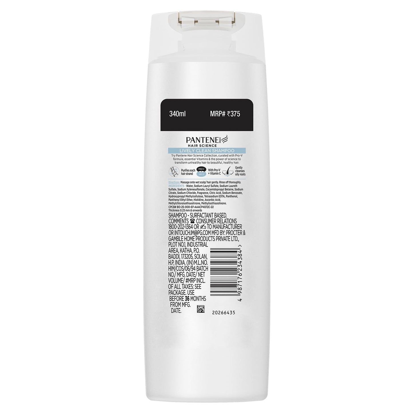 Pantene Advanced Haircare Solution, Lively Clean Shampoo for Women, 400ML
