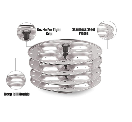 iKonbi Stainless steel Idli stand/Idli maker 4x4 plates 16 Idli