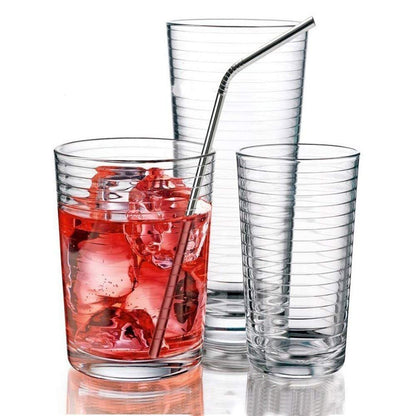 iKonbi Set of 4 Reusable Stainless Steel Drinking Straws 10 inches 4 Bend & 1 Cleaning Brushes, Thick, Long, Dishwasher Safe – for Smoothies, Tumblers, Travel & More