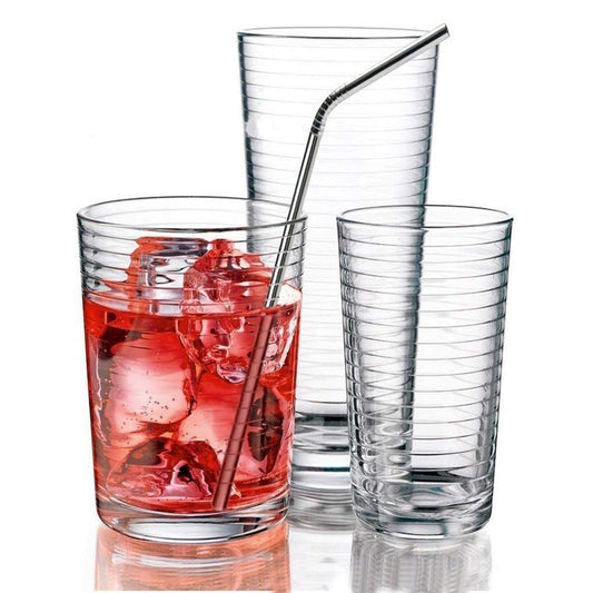iKonbi Set of 4 Reusable Stainless Steel Drinking Straws 10 inches 4 Bend & 1 Cleaning Brushes, Thick, Long, Dishwasher Safe – for Smoothies, Tumblers, Travel & More
