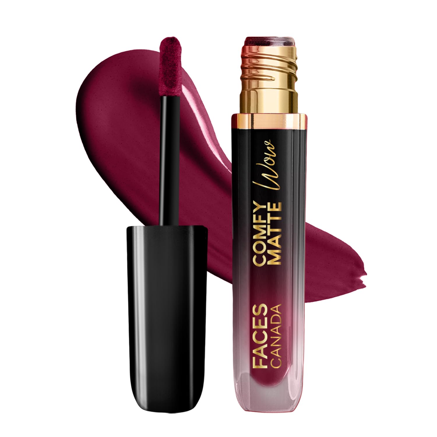 FACES CANADA Comfy Matte Wow Liquid Lipstick - Plum Passion 04, 3.8ml One Swipe Applicatio