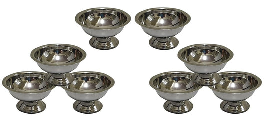 iKonbi Stainless Steel Ice Cream Cup/Soup Bowl Set, Silver, 8