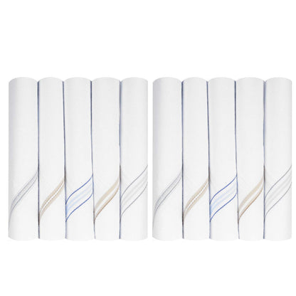 iKonbi Mens Premium White Base Coloured Border Cotton Handkerchief set of 3 piece