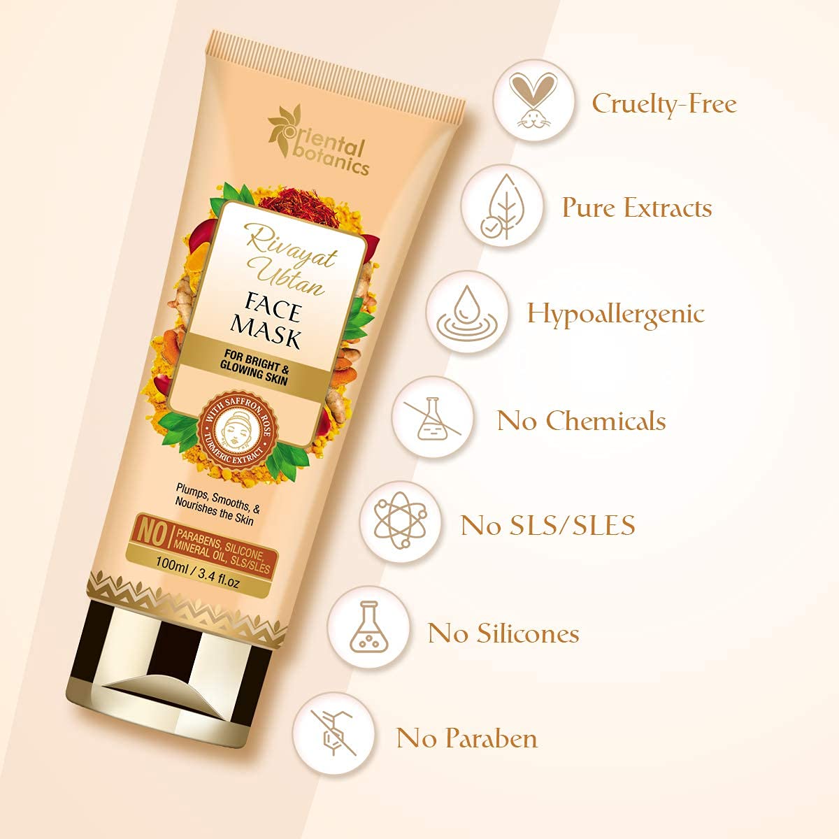 Oriental Botanics Rivayat Ubtan Face Wash: Saffron, Rose & Turmeric, 100 ml