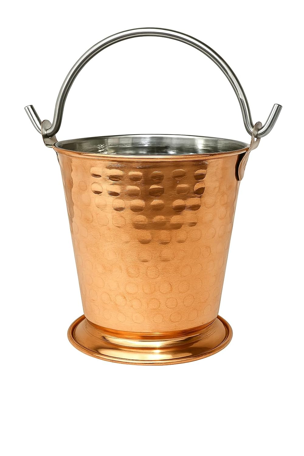 iKonbi Stainless Steel Copper Hammered Plated Serving Bucket/Balti for Serveware & Tableware for Home/Hotel and Restaurants - Set of 2