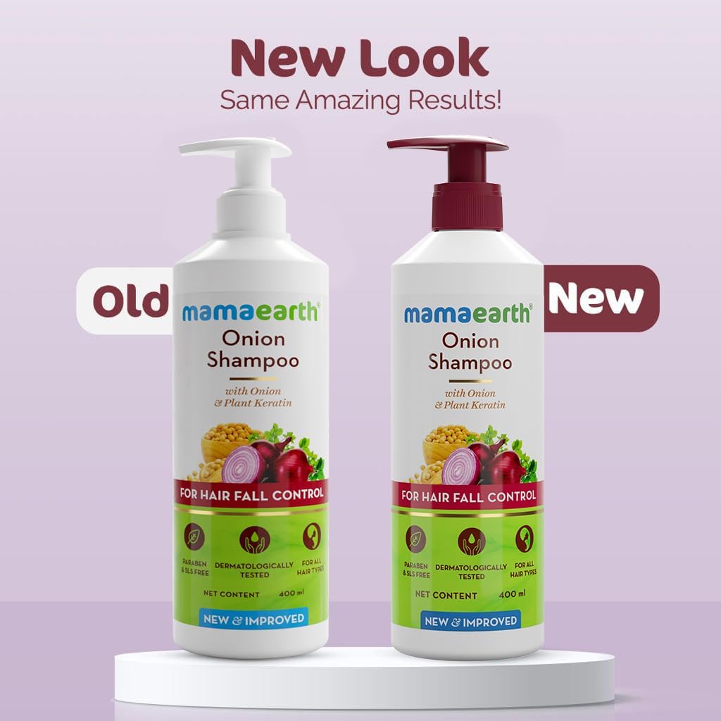 Mamaearth Onion Shampoo: Hair Growth & Loss Control, 400 ml, Pack of 2