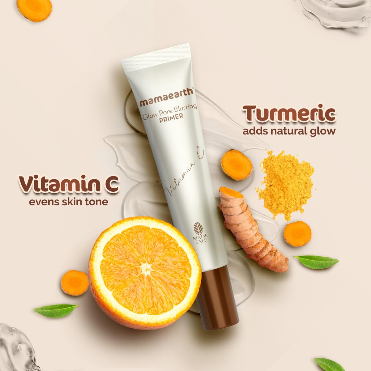 Mamaearth Glow Pore Blurring Primer with Vitamin C & Turmeric - 25 g| Enhances Skin’s smoothness | Blurs Pores | Helps Makeup Last Long | Lightweight & Non-Greasy