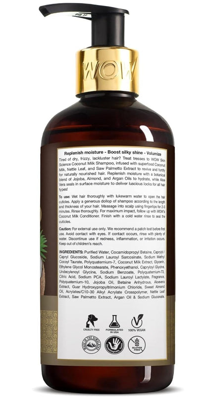 WOW Coconut Milk Shampoo: Hair Fall/Strength/Damage/Thinning, 300 ml