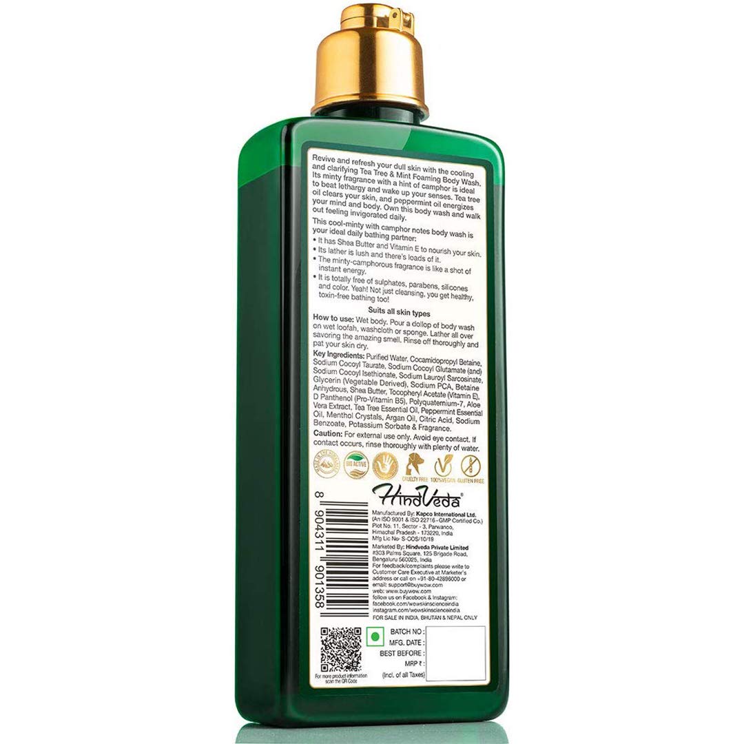 WOW Tea Tree Oil & Mint Foaming Body Wash: 250 ml