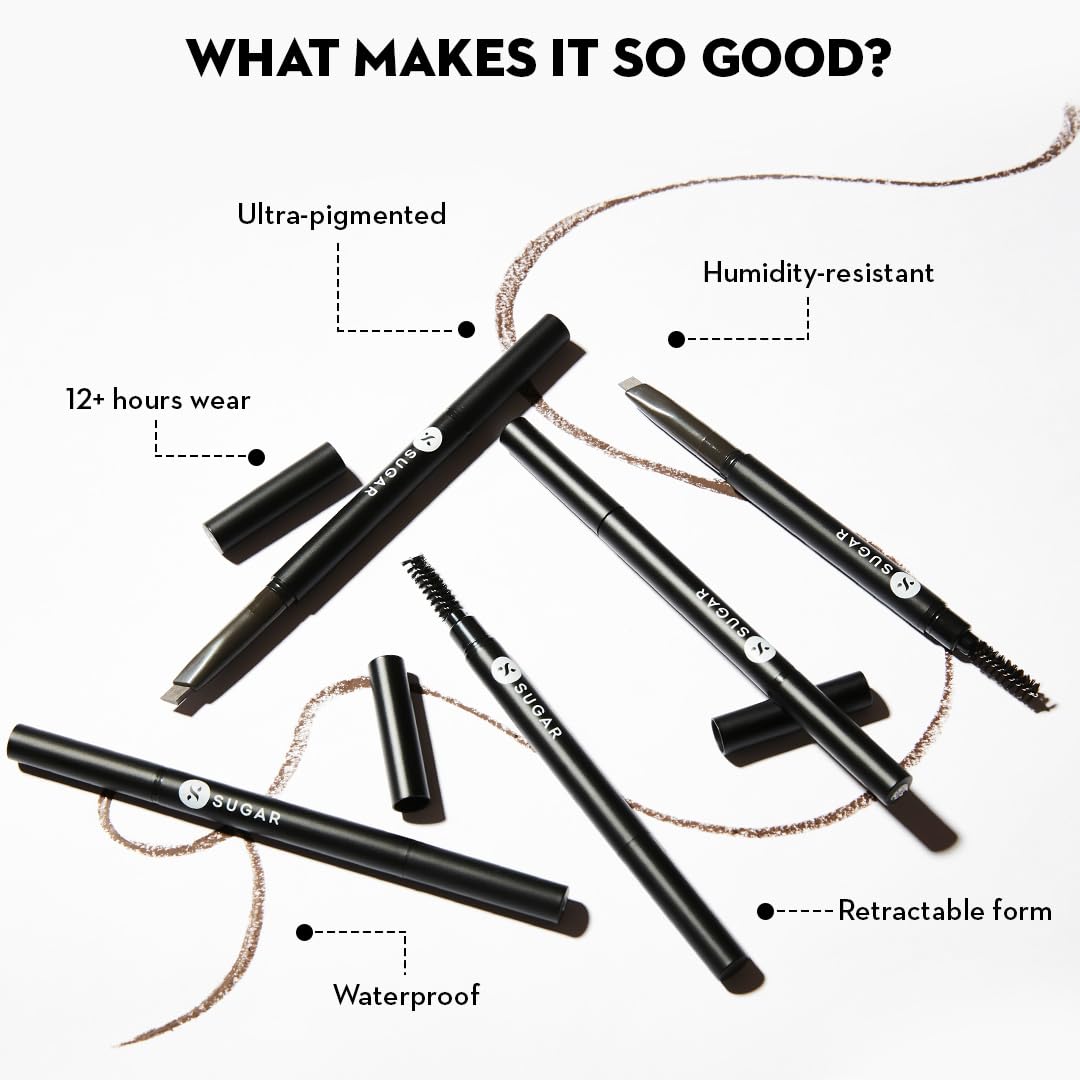 Sugar Cosmetics Arch Arrival Brow Definer 02 Taupe Tom - Grey Brown, Long Lasting, 12hr Coverage, Built-in Spoolie