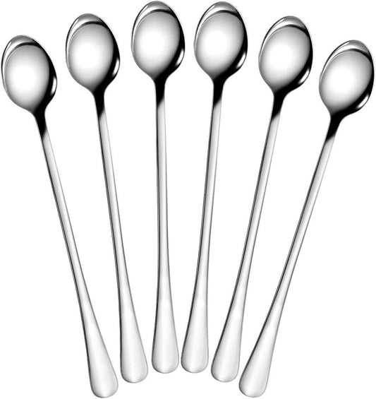 iKonbi Stainless Steel Soda Spoons – Bournvita, Horlicks, Milkshake, 8 inch, Set of