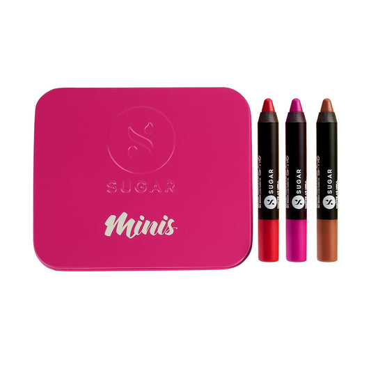 SUGAR Cosmetics Matte As Hell Mini Crayon Lipstick Set: Nude Shades, Pack of