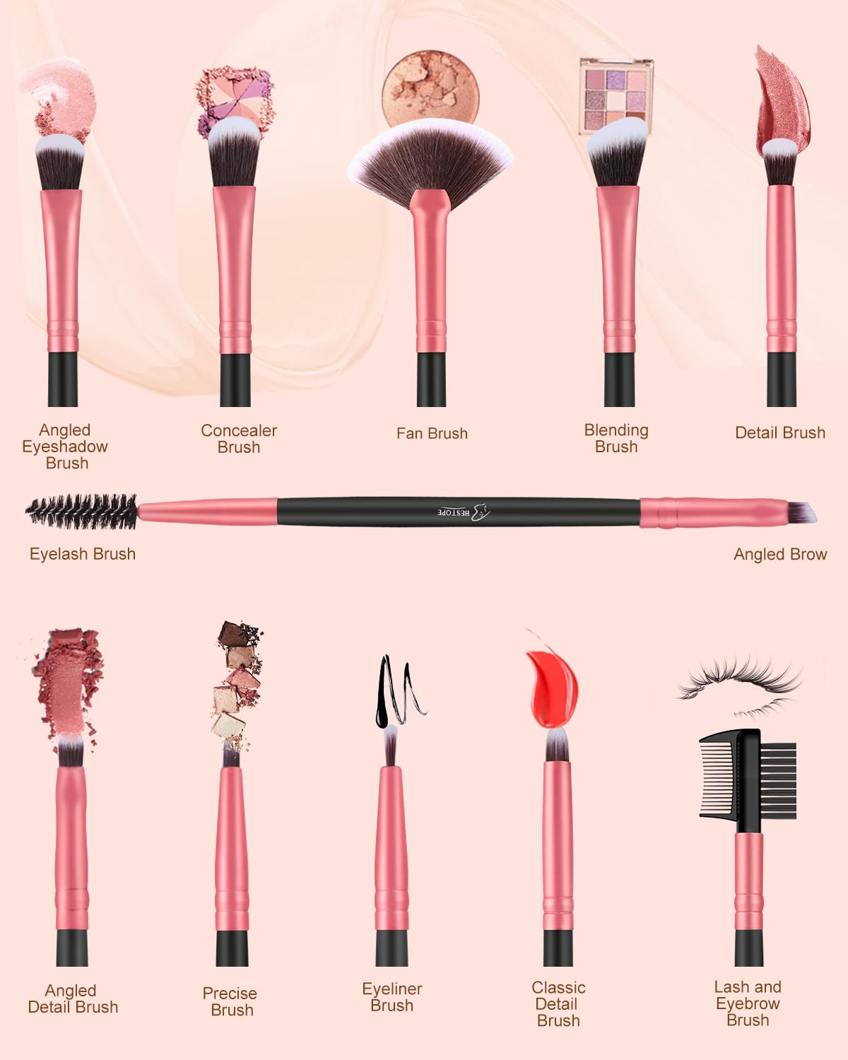 BESTOPE PRO Makeup Brushes Set: 16 Pcs