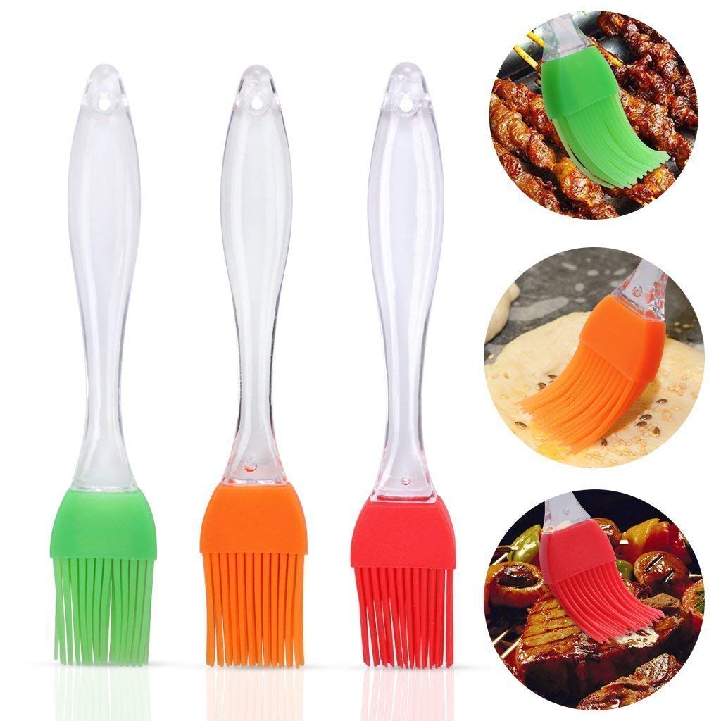 iKonbi Silicone Basting BBQ Pastry Oil Brush Random Colour Turkey Baster Barbecue Utensil use for Grilling & Marinating - Desserts Baking Medium Size Set of 2