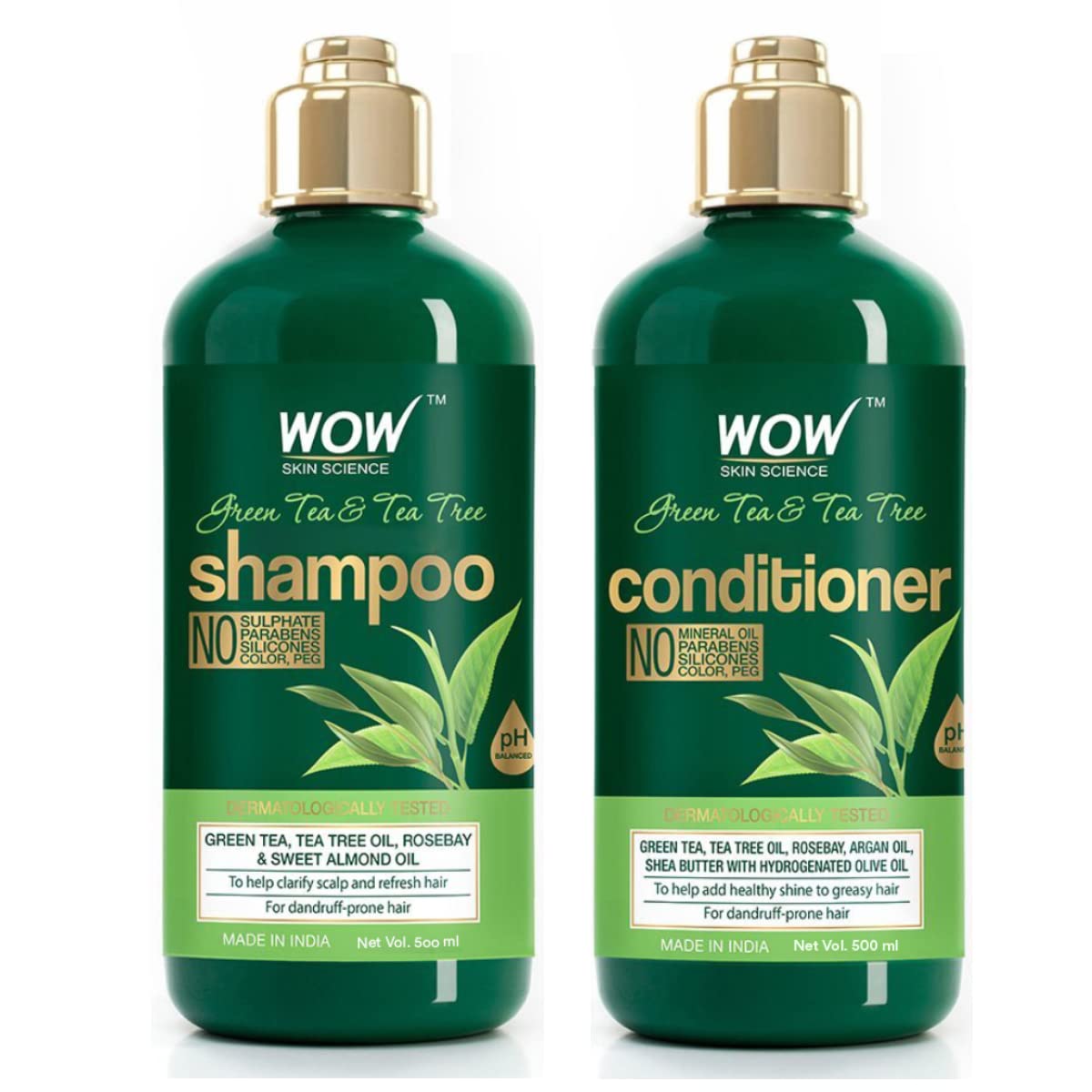 WOW Green Tea & Tea Tree Shampoo & Conditioner Set: 500 ml