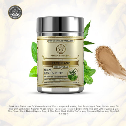 KHADI NATURAL Neem, Basil and Mint Anti Acne FaceMask, 50g