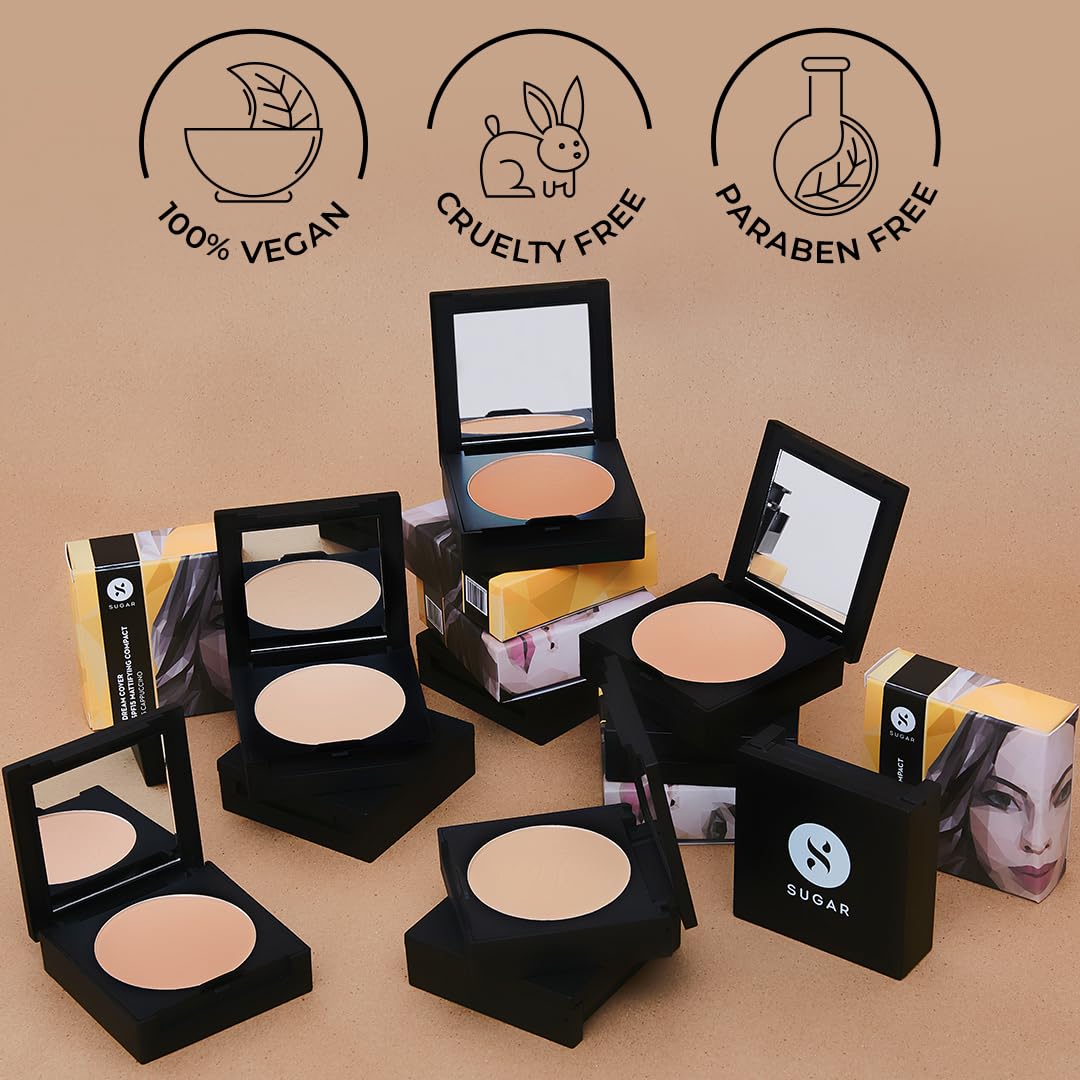 SUGAR Cosmetics Dream Cover Mattifying Compact SPF15: 15 Cappuccino (Light-Medium)