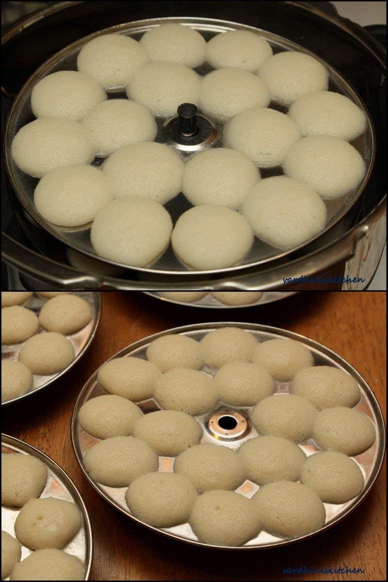iKonbi Stainless Steel Small/Mini Idli 4 Plate Stand/Maker/Pot Silver