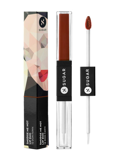 SUGAR Cosmetics Smudge Me Not Lip Duo: 12 Don Fawn, 2-in-1, 3.5
