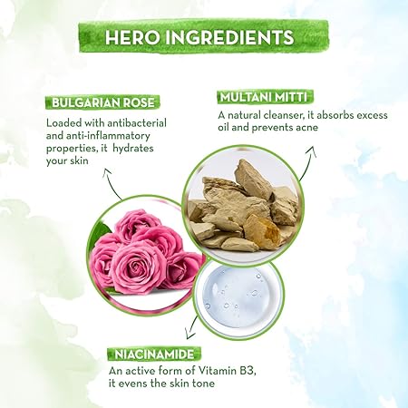 mamearth Multani Mitti Face Wash with Multani Mitti & Bulgarian Rose For Oil Control & Acne - 100 ml