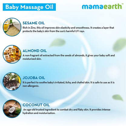 Mamaearth Soothing Baby Massage Oil: Sesame, Almond & Jojoba Oil, 200 ml