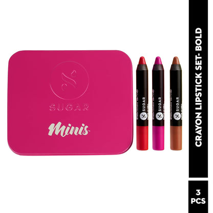 SUGAR Cosmetics Matte As Hell Mini Crayon Lipstick Set: Nude Shades, Pack of 3