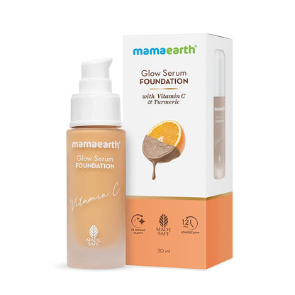 Mamaearth Glow Serum Foundation: 03 Nude Glow, Vitamin C & Turmeric, 30 ml
