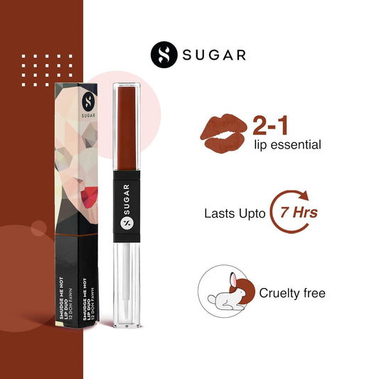 SUGAR Cosmetics Smudge Me Not Lip Duo: 12 Don Fawn, 2-in-1, 3.5 ml