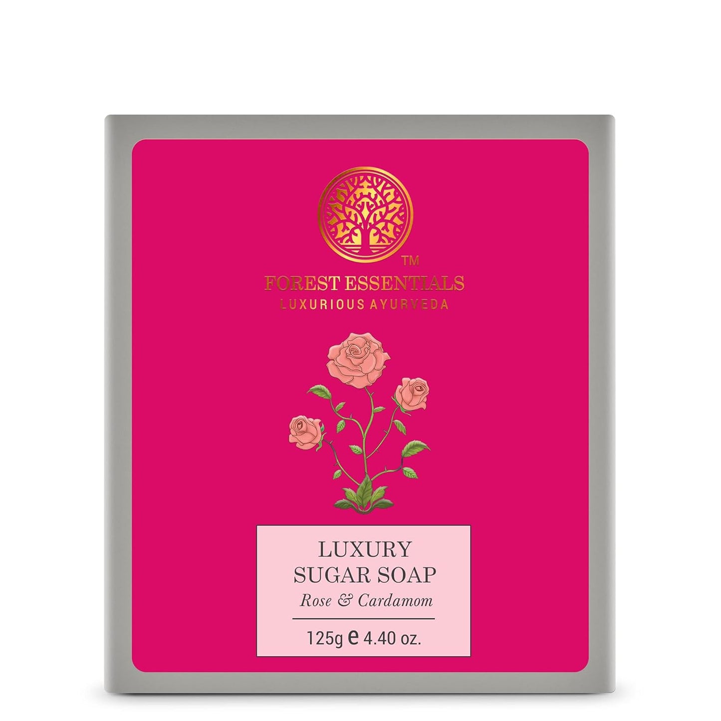 Forest Essentials Luxury Sugar Soap Rose Cardamom 125g