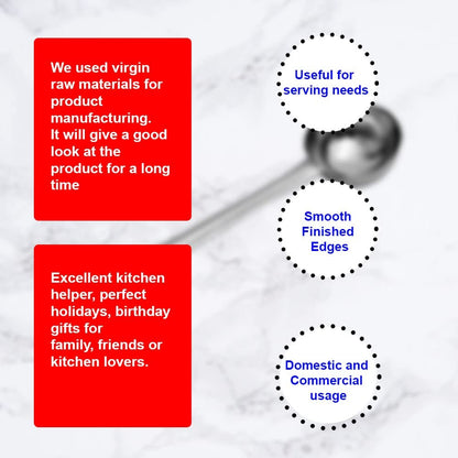 iKonbi Stainless Steel Deep Ladle Soup/Milk Ladle/Karchi Cooking and Serving Spoon for Kitchen Pack of 2, Deep Ladle