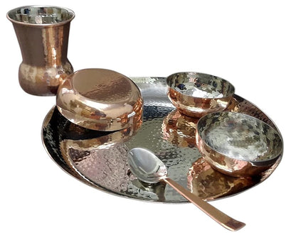 iKonbi 6 pcs Hammered Dinner Set with Bottom Copper Plating