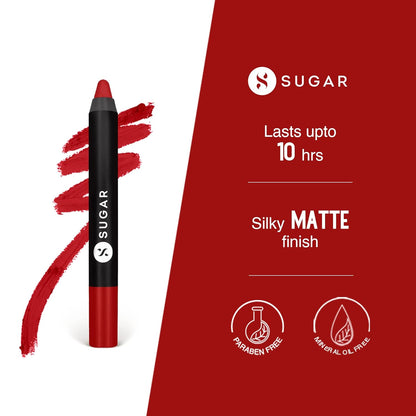 SUGAR Cosmetics Matte As Hell Crayon Lipstick: 01 Scarlett O'Hara, 2.8 g