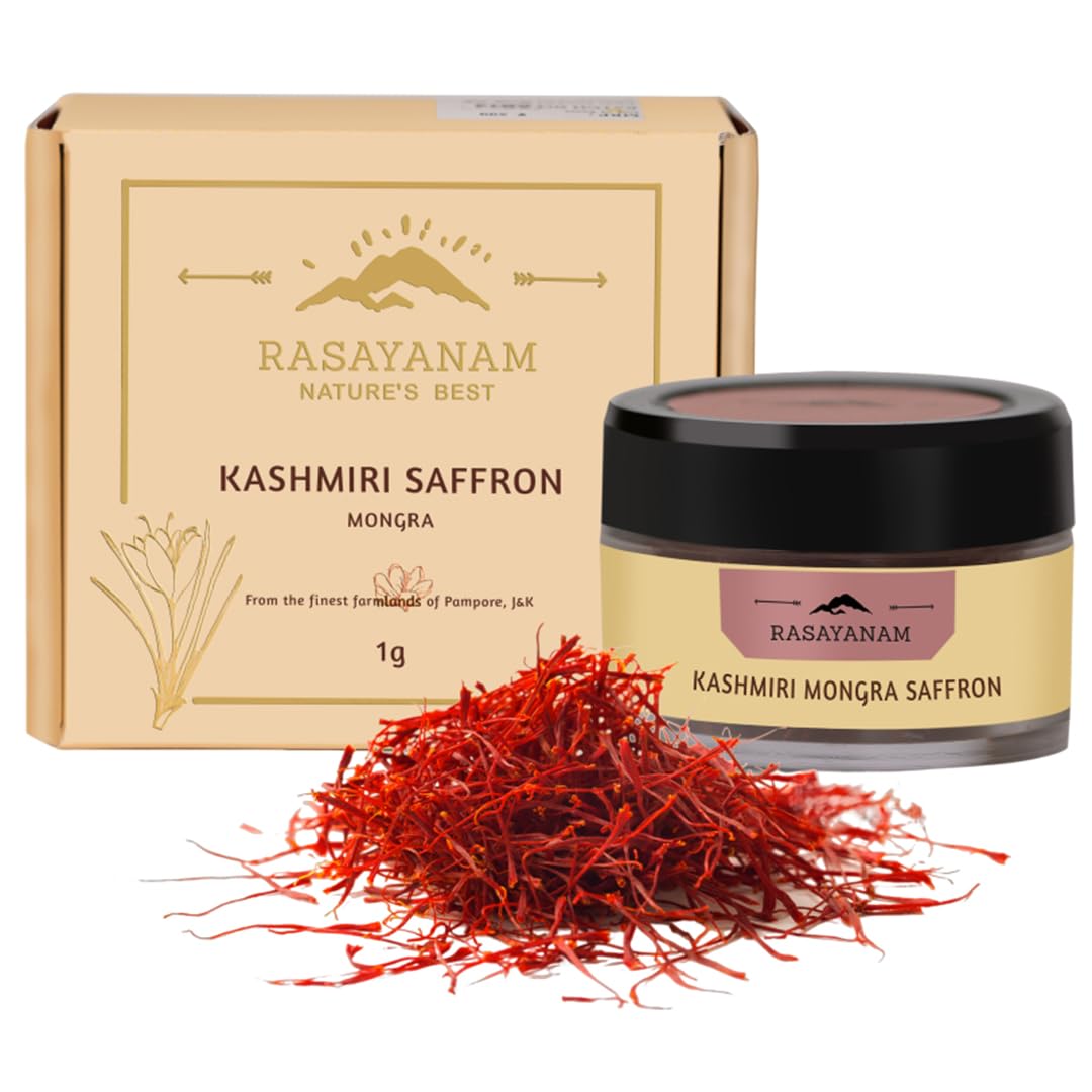 Rasayanam Pure Original Kashmiri Saffron/Kesar/Kumkuma Puvvu (1gm) | Certified highest Gra