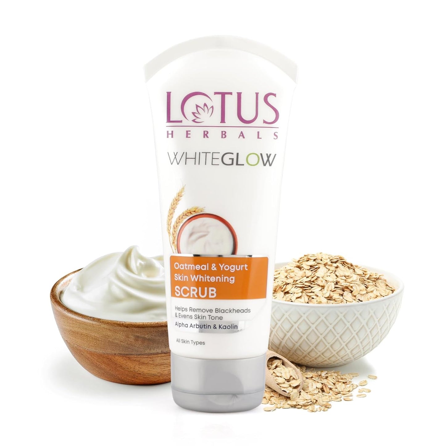 Lotus Herbals WhiteGlow Oatmeal and Yogurt Skin Whitening Scrub, 100g