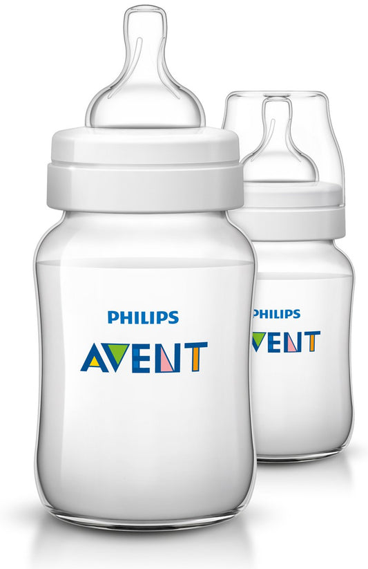 Philips Avent Anti-Colic Baby Bottles, Clear, 9 oz, Pack of