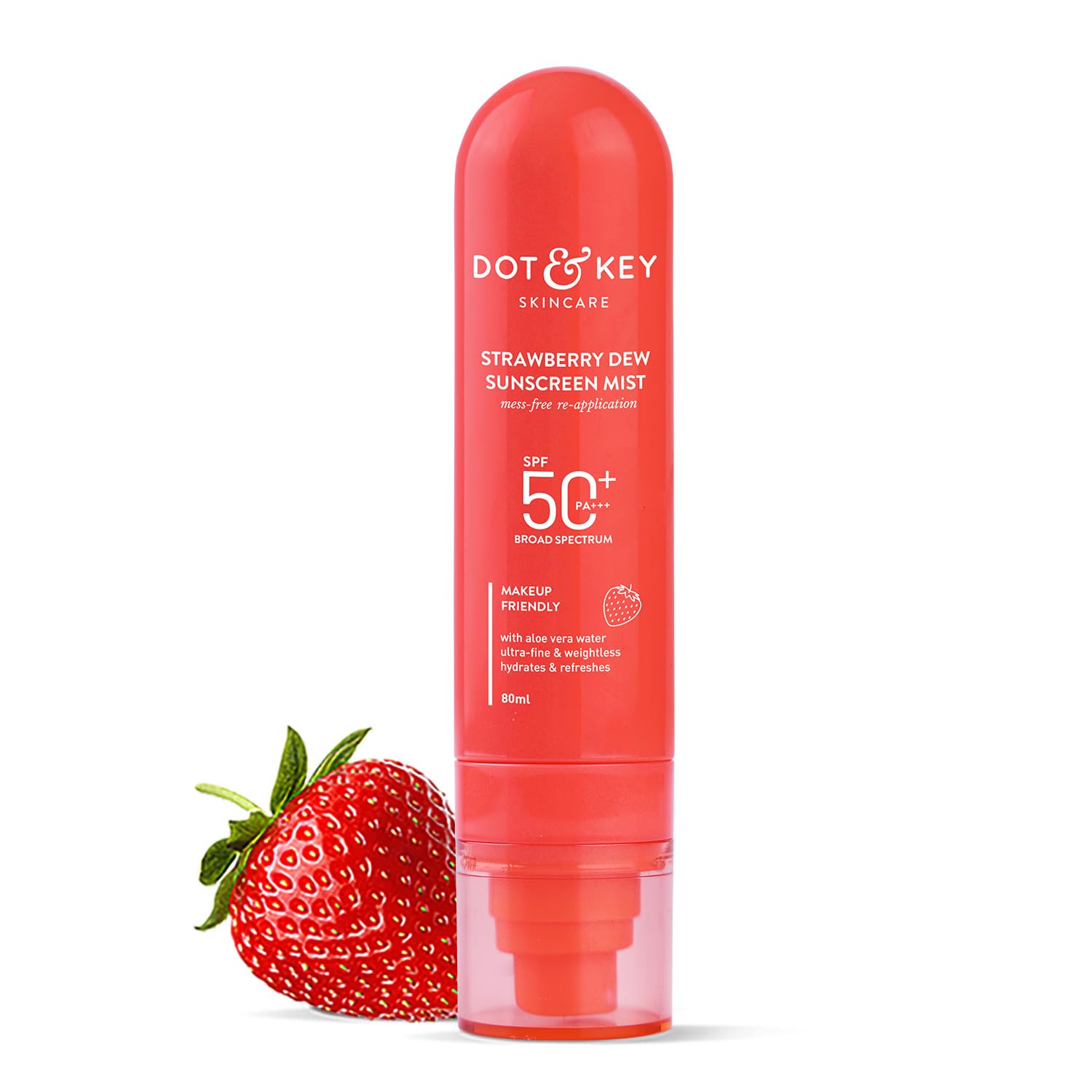 Dot & Key Strawberry + Niacinamide Sunscreen Mist SPF 50+ PA+++ | Brightens Skin, Makeup-F