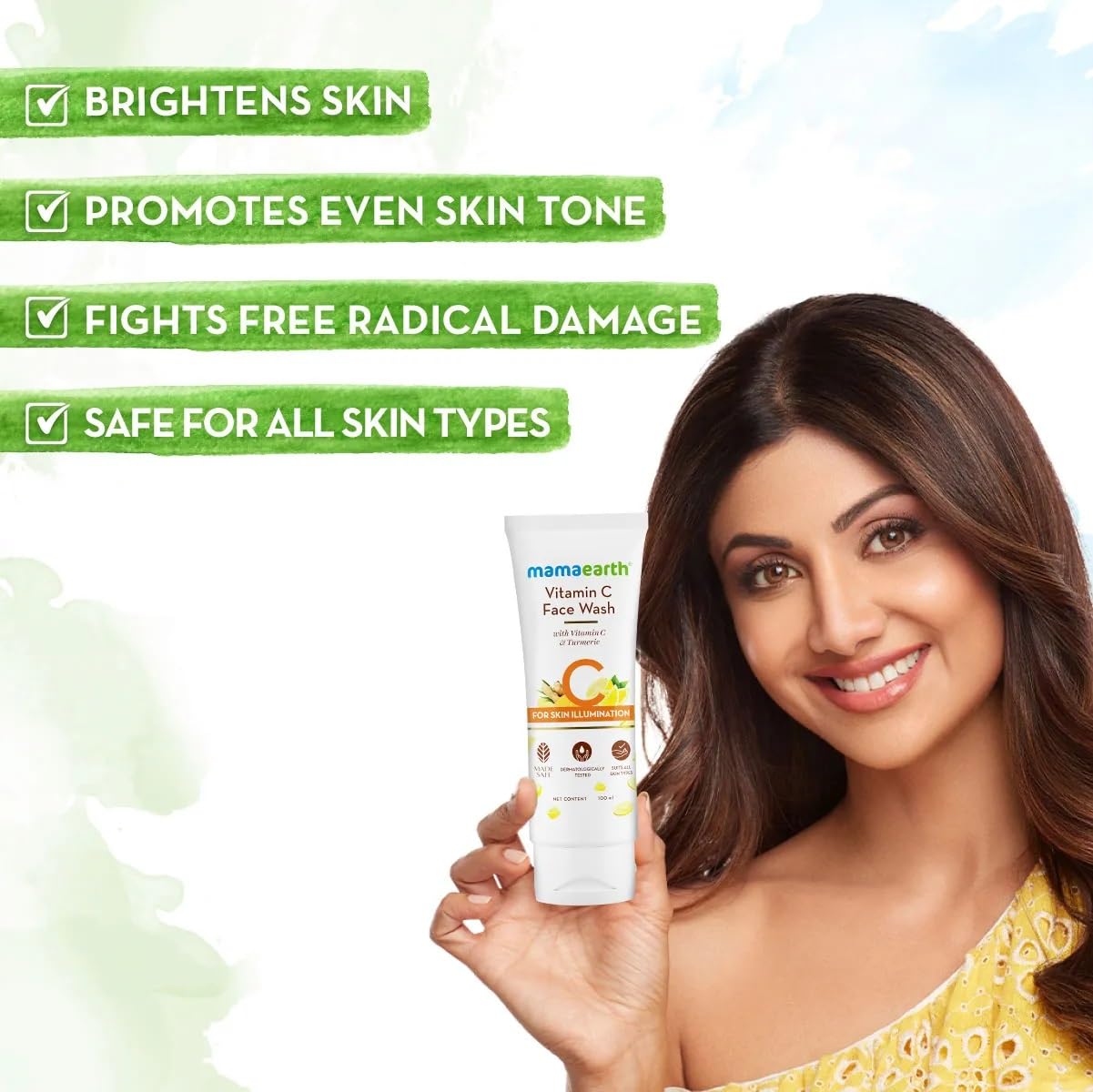 Mamaearth Vitamin C Face Wash: Vitamin C & Turmeric, 100 ml