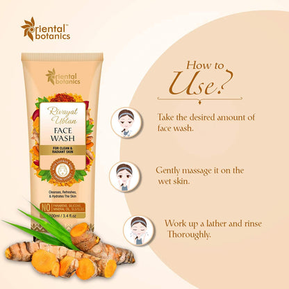 Oriental Botanics Rivayat Ubtan Face Wash: Saffron, Rose & Turmeric, 100 ml