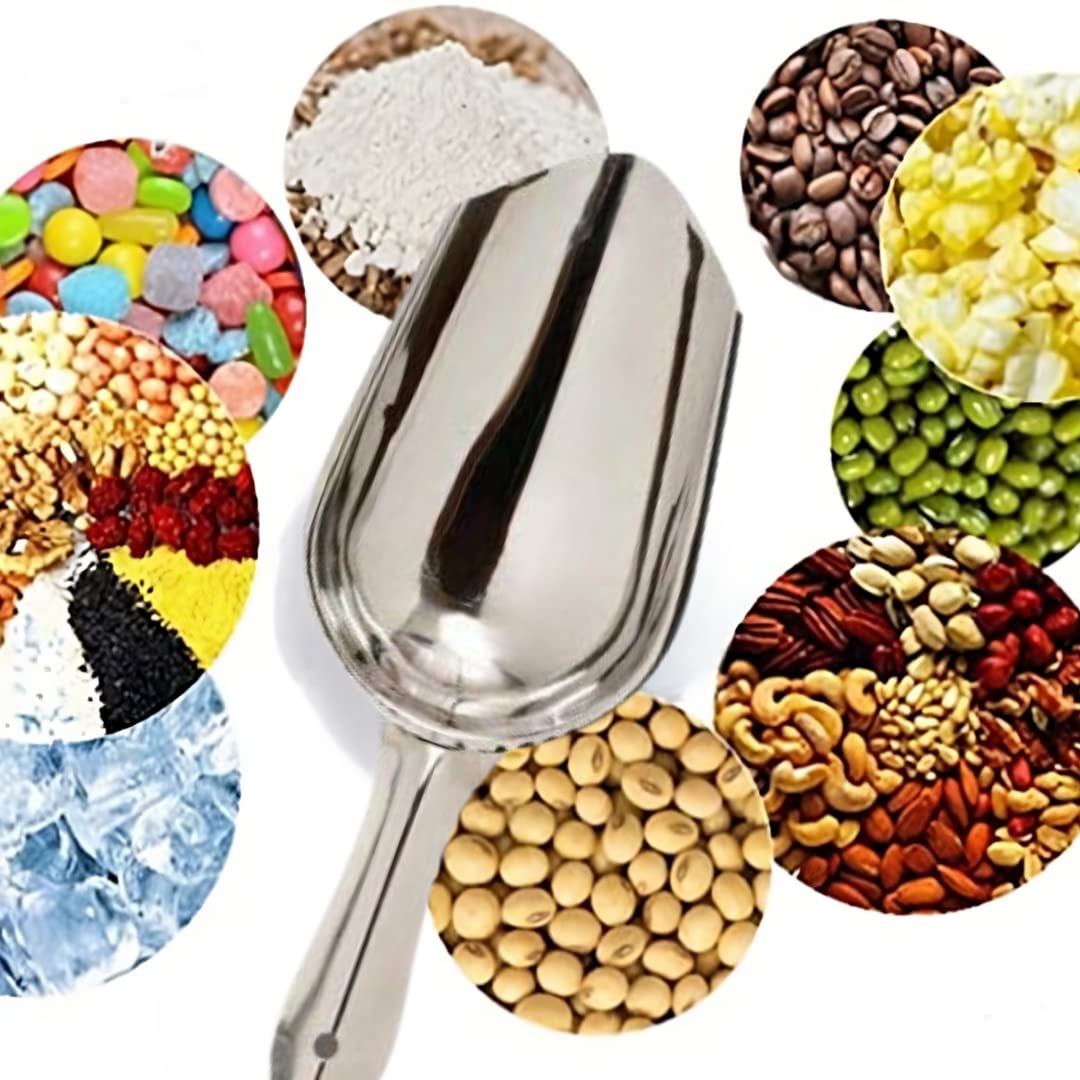 iKonbi Stainless Steel Ice Scoop,Ice Picker,Popcorn Scoop,Atta Scoop/Shovel Kitchen Scoop Heavy Duty,Dishwasher Safe 1Pack, Silver