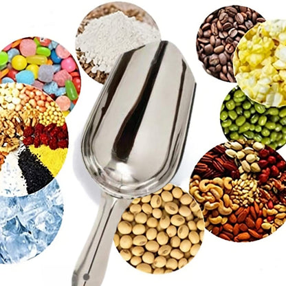 iKonbi Stainless Steel Ice Scoop,Ice Picker,Popcorn Scoop,Atta Scoop/Shovel Kitchen Scoop Heavy Duty,Dishwasher Safe 1Pack, Silver