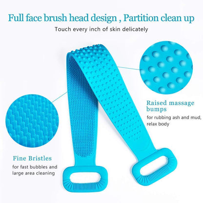 iKonbi Silicone Body Scrubber,Skin Brush Belt,Exfoliator Body Back Scrubber, Back Scrub Easy to a Clean,Improves Blood Circulation,Comfortable Silicone Bath Body Brush for Men and Women