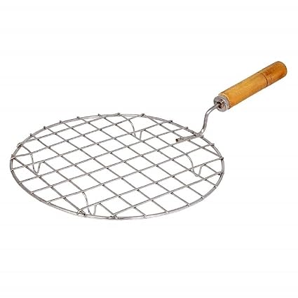 iKonbi Stainless Steel Papad Jali 22 cm with Chimta 28 cm - Set of 2 Kitchen