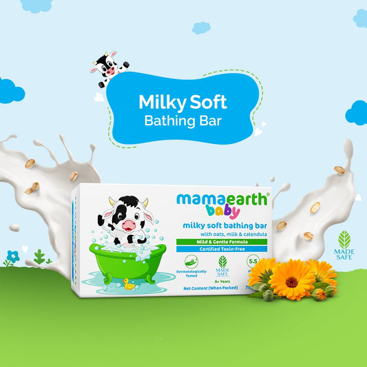 Mamaearth Moisturizing Baby Bathing Soap Bar: Goat Milk & Oatmeal, Pack of 2, 75 g each