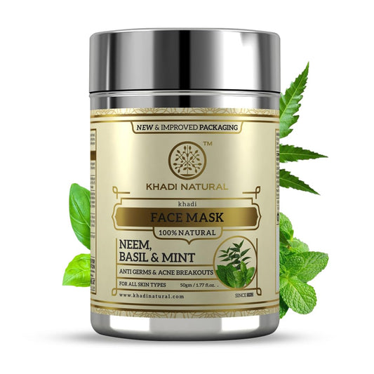 KHADI NATURAL Neem, Basil and Mint Anti Acne FaceMask, 50g