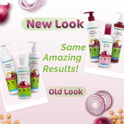Mamaearth Anti Hair Fall Spa Set: Onion Shampoo 250 ml + Conditioner 250 ml + Oil 150 ml