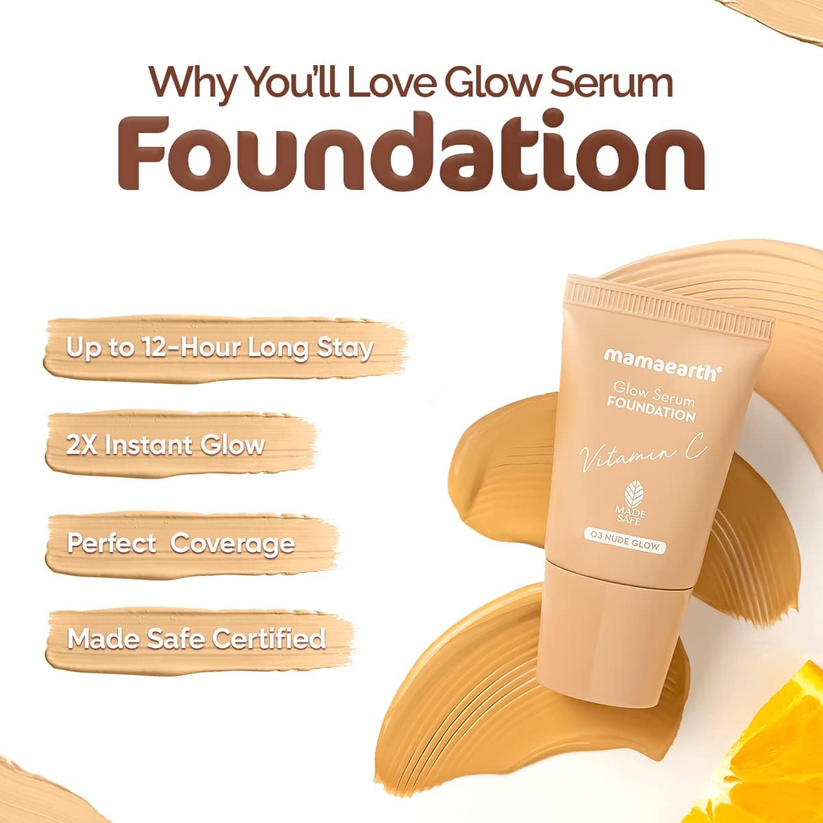 Mamaearth Glow Serum Foundation Mini Tube: 2X Instant Glow, Ivory Glow, 18 ml