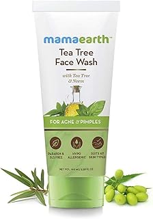 Mamaearth Tea Tree Natural FaceWash for Acne & Pimples Wash 100 ml - For Normal & Dry Skin